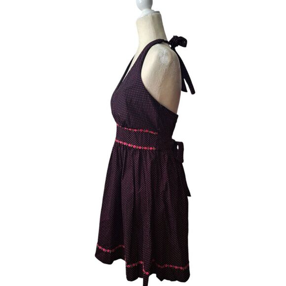 Speechless Y2K Women's Black Pink Polka dot Halter Dress Sz 11 - Picture 6 of 9